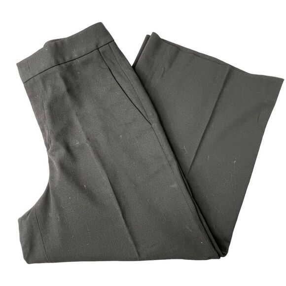 Vince Womens Cropped‎ Pants Size 6 Twill Wool Blend Wide Leg Trousers Black - Picture 1 of 8